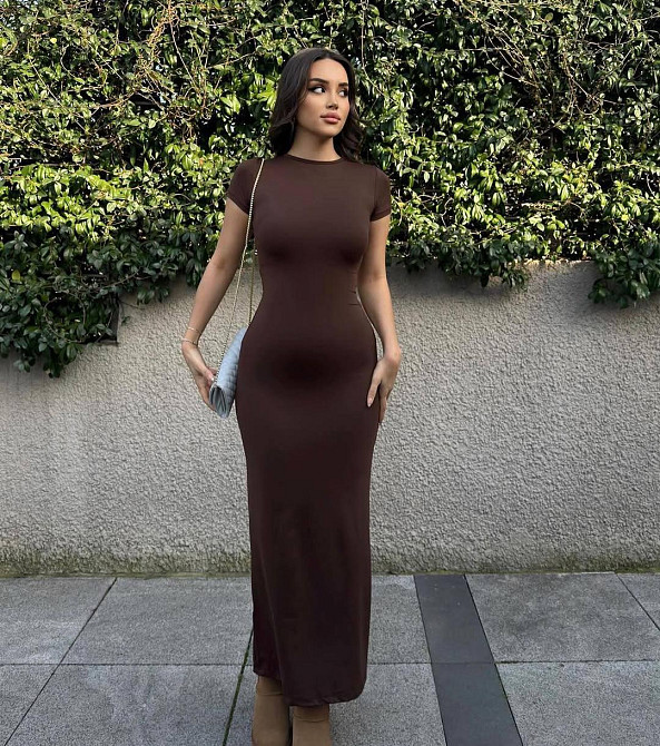 Женское стильное элегантное длинное платье из качественной вискозы Шоколад, 44/46 Одесса - изображение 8
