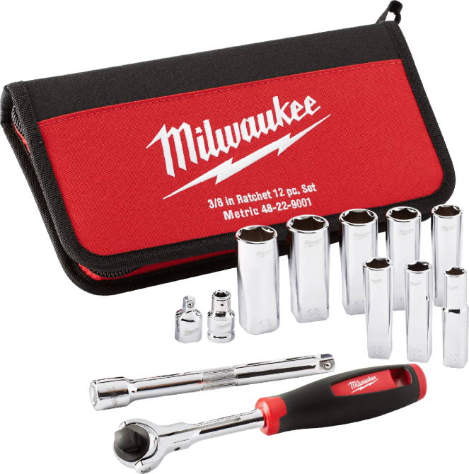 Набір головок метричних 3/8" MILWAUKEE з храповиком, (12шт), в сумці Одеса - фото 1