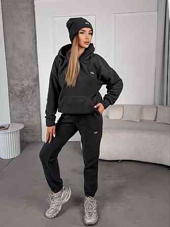 Жіночий стильний теплий костюм із флісу полар із шапкою Графіт, 50/52 Одеса