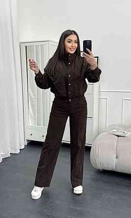 Женский стильный повседневный костюм двойка бомбер+брюки Шоколад, 42/44 Одесса