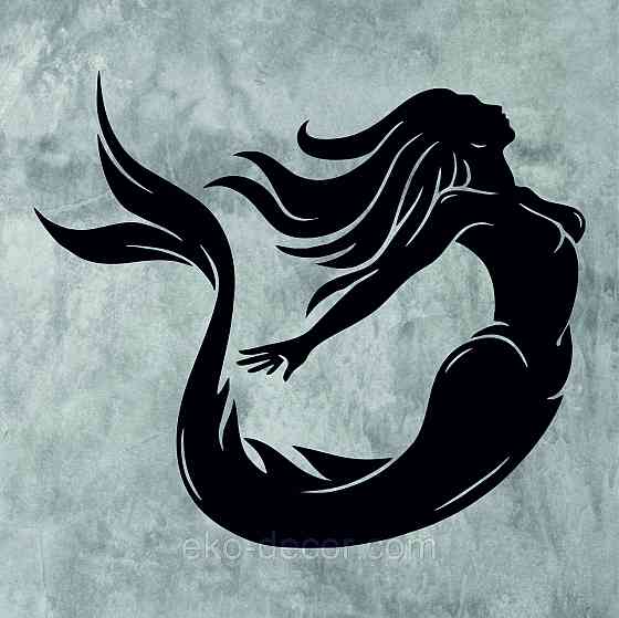 Декоративное настенное 3D Панно «Русалочка» Декор на стену с объемом 70*60 см, Черный Киев