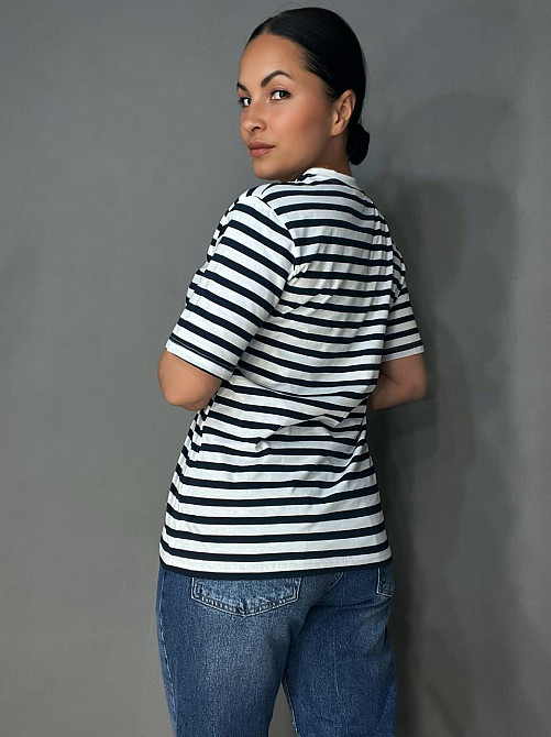 Футболка жіноча Pepper&mint CB24-53 в смужку з нашивкою темно синя, темно-синій, M Київ - фото 10