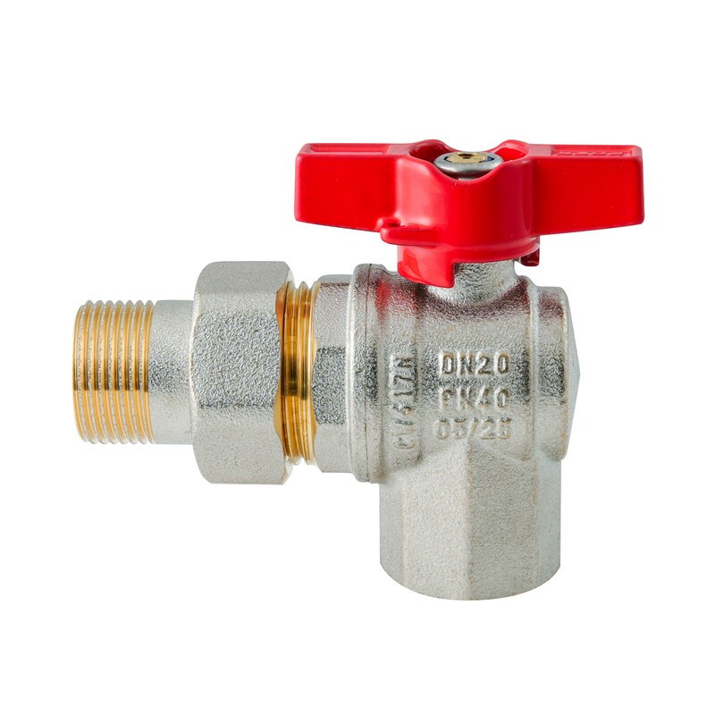 Кран з американкою кутовий Koer Extreme KE.228-20 - 3/4" ручка "метелик" червона (KR5764) Київ - фото 4