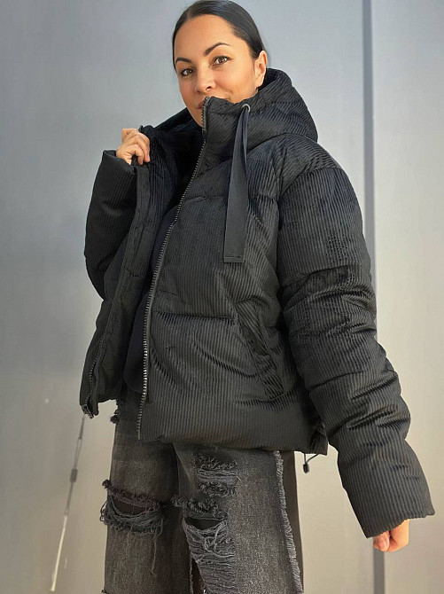 Куртка женская Snow Passion 1056 пуффер вельвет оверсайз широкая чорная, черный, 44-48 Киев - изображение 20