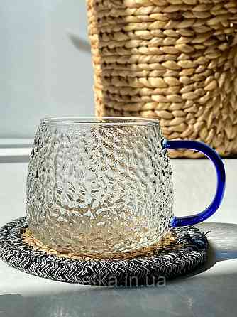 Кухоль чашка Olens "Леденець" 450 мл 8030-256 прозорий із синьою ручкою Київ