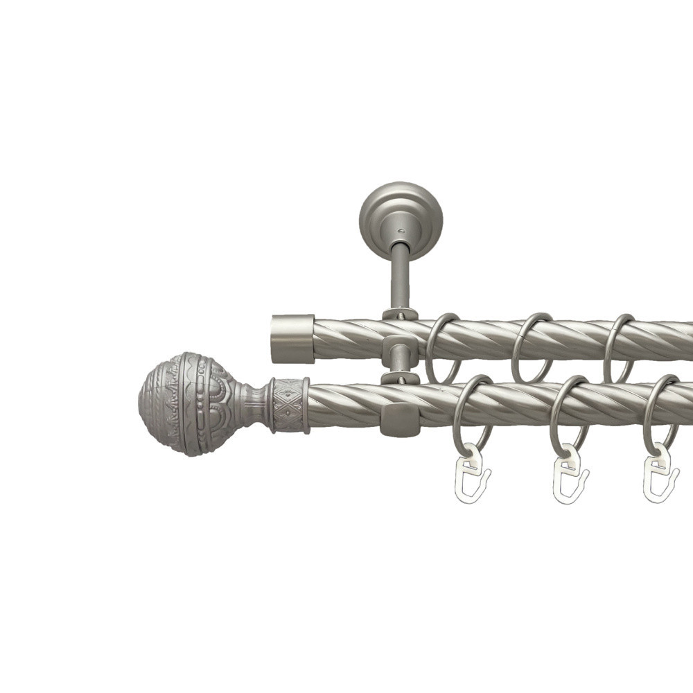 Карниз Orvit Арабеска металевий дворядний відкритий скручена труба кільце металеве Сатин 19\19 мм 240 см (00-00023164) Львів - фото 1