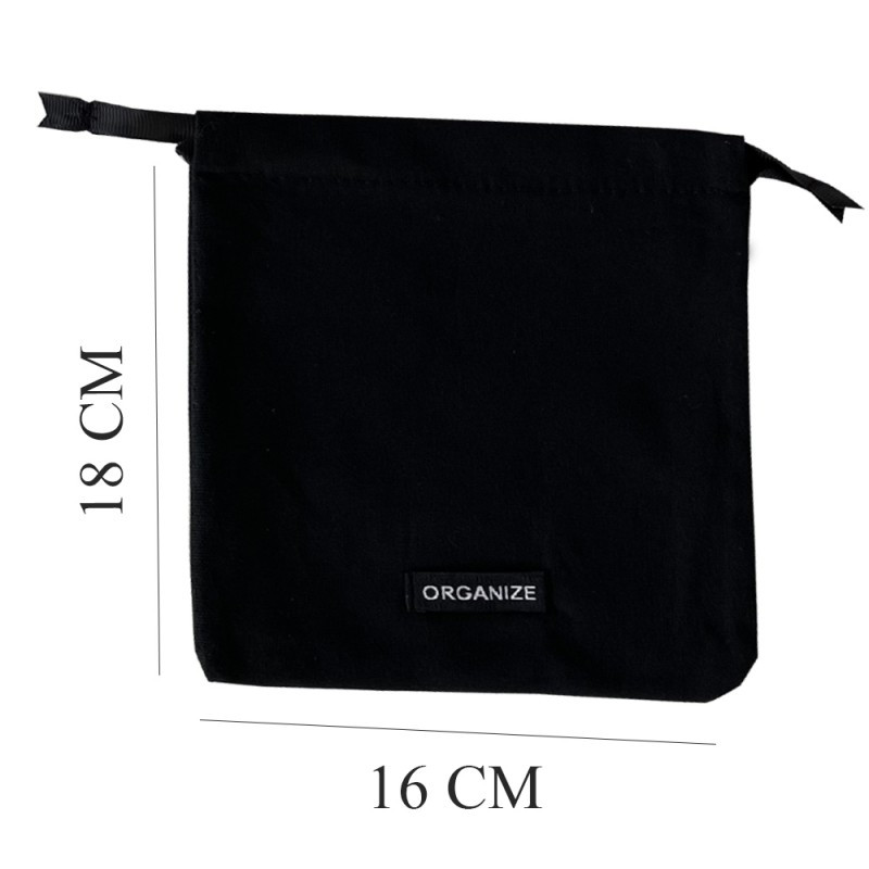 Мішок бавовняний для дрібниць 16х18 см без малюнка (Чорний) Суми - фото 2