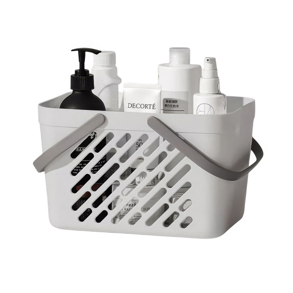 Пластиковая корзина для ванной комнаты 27×18×18см, органайзер для дома, корзина с ручками, серый цвет Каменец-Подольский - изображение 4
