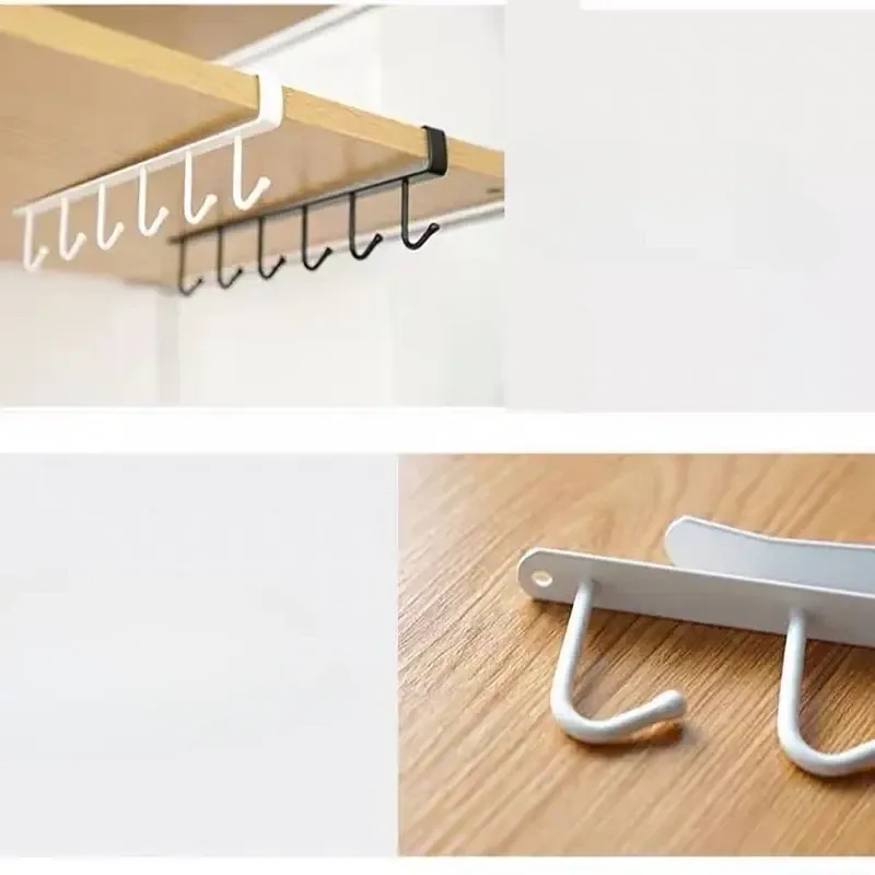 Вішалка на полку з 6 білими гачками для кухні чи одягу Київ - фото 3
