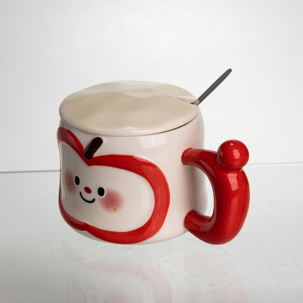 Yiwu Чашка порцелянова 400 (мл) з кришкою та ложкою, оригінальна кружка на подарунок чашка для Коломыя - изображение 4