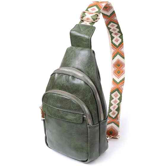 Сумка компактного размера с одной лямкой через плечо из гладкой экокожи Vintage 22771 Зеленый Киев