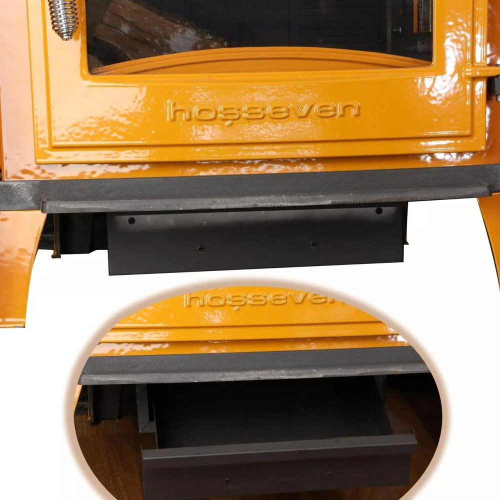 Піч-камін чавунна на дровах з духовкою Hosseven 8000E 13 кВт три скла верхній димохід жовта Тернопіль - фото 9