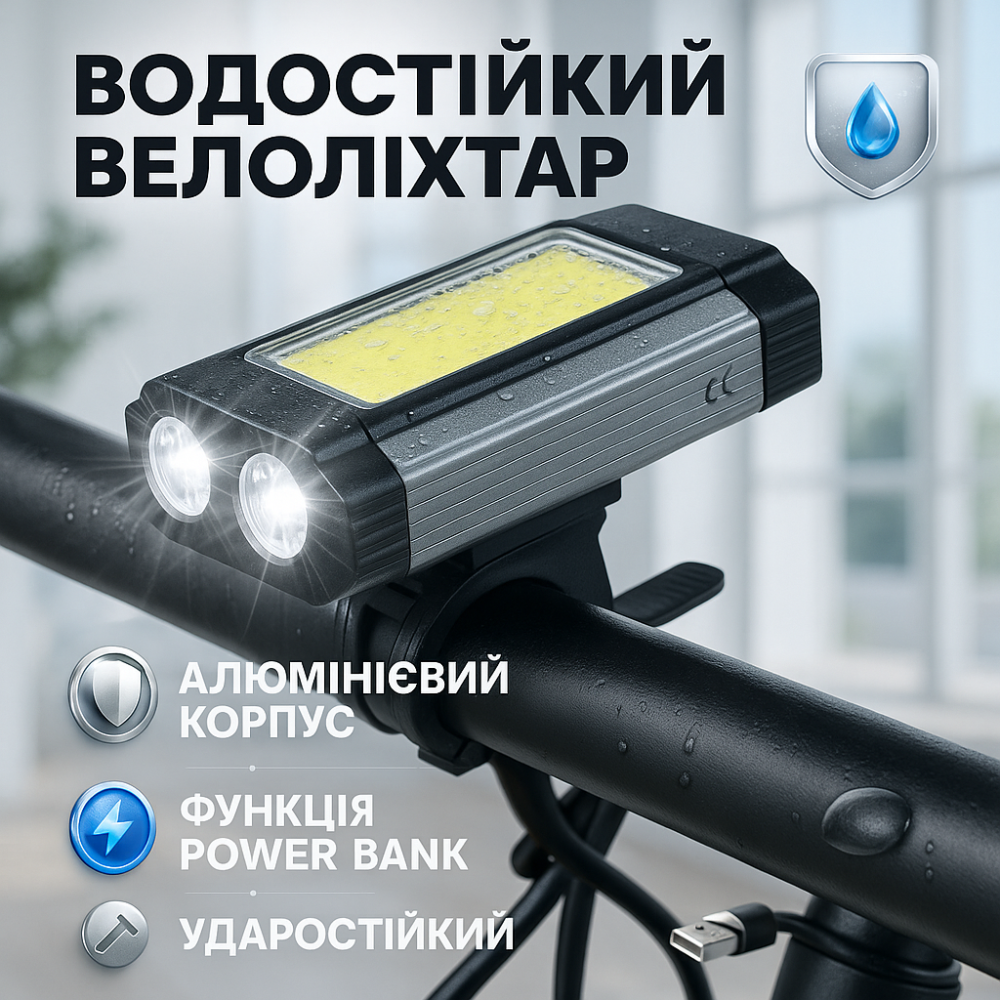 Легкий алюмінієвий ліхтар для велосипедистів 501-2XPE+COB, Фара на кермо велосипеда RX-58 Львів - фото 7