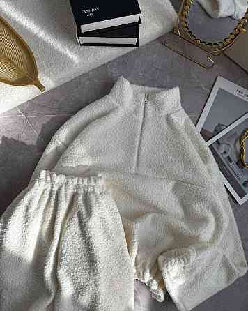 Женский теплый повседневный костюм двойка барашек на велюре Одесса