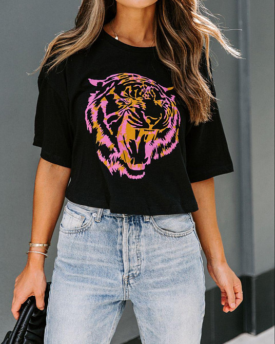 Футболка жіноча з принтом  42 Чорний 2664083269 Дніпро - фото 1