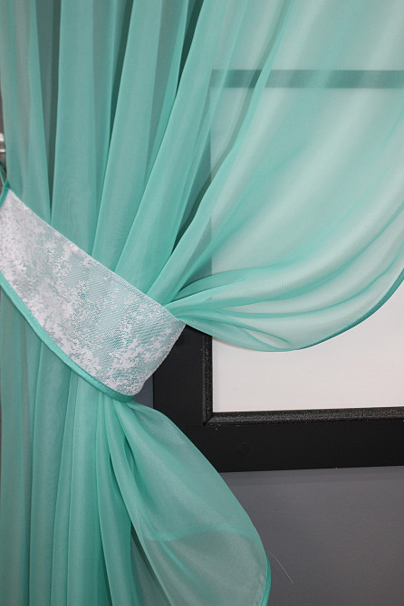 Кухонный комплект VR-Textil № 084к шторки с ламбрекеном бирюзовый с белым 280х170 см (52-0826) Киев - изображение 3