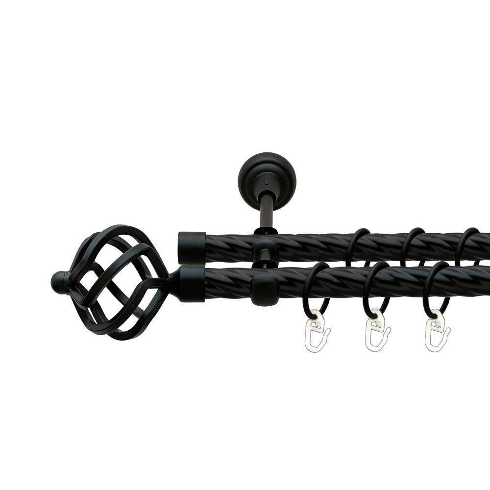 Карниз Orvit Ажур металевий дворядний відкритий скручена труба кільце металеве Чорний Оксамит 19\19 мм 200 см (00-00016185) Львів - фото 1