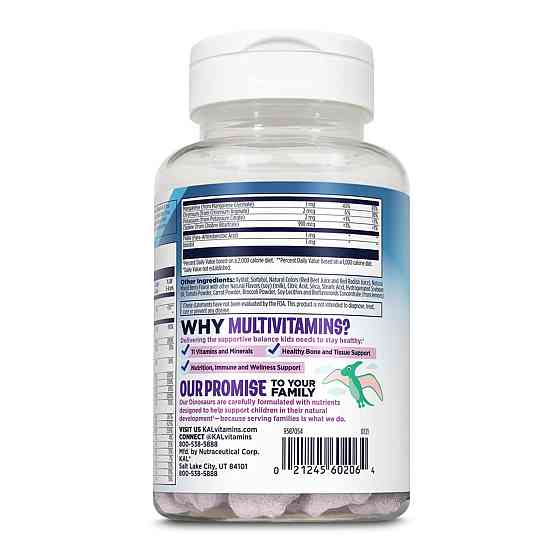 Мультивітаміни для дітей KAL MultiSaurus - 90 сhewable Berry Grape Orange Київ