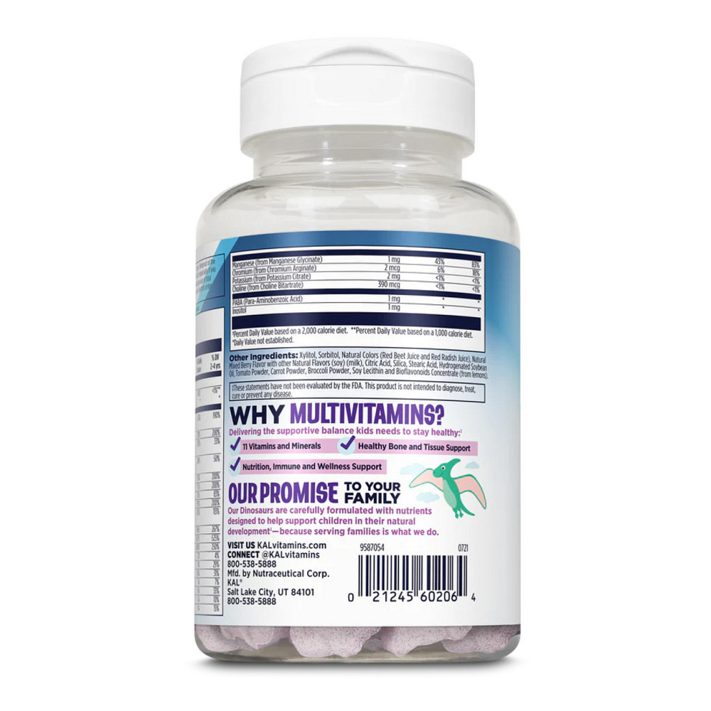 Мультивітаміни для дітей KAL MultiSaurus - 90 сhewable Berry Grape Orange Київ - фото 3