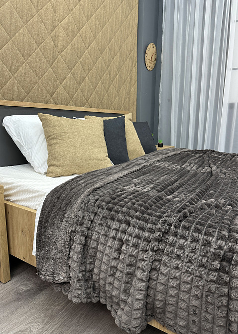 Плед-покривало Кубик 200х220 см (+-10см) Темно-сірий (87-227) Київ - фото 2