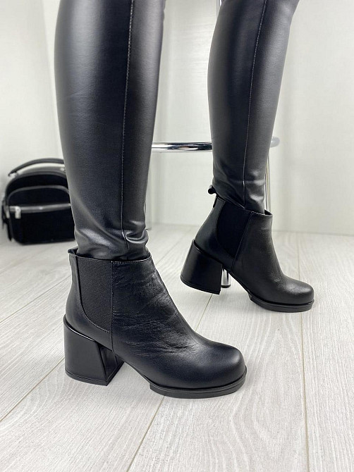Черевики жіночі TWO STEPS чорні натуральна шкіра каблук 8см (2767) Коломия - фото 1