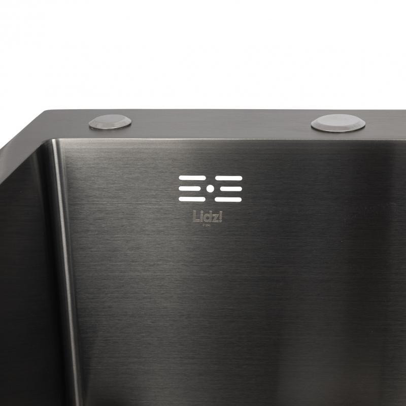 Мойка для кухни с нержавеющей стали интегрированная Lidz Handmade H7849BR Brushed Black PVD (3/1мм) черная Киев - изображение 4