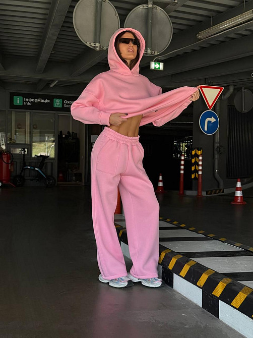 Базовий жіночий костюм з об’ємним худі Рожевий 42/46 Харків - фото 1