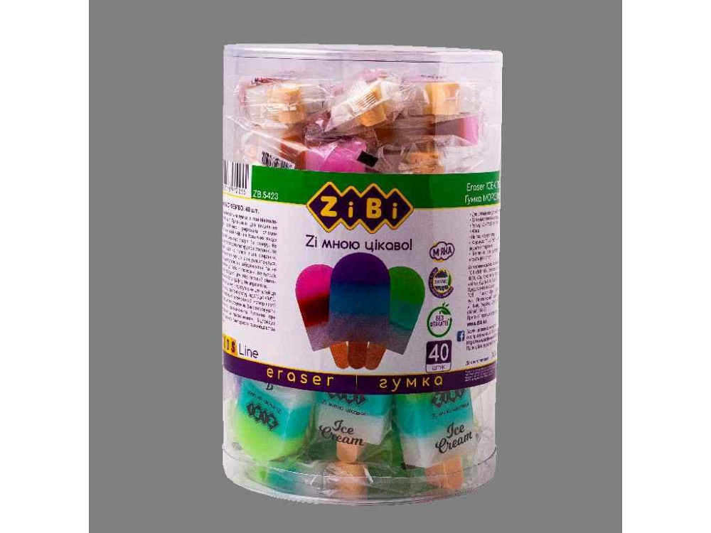 Гумка прямокутна ICE CREAM, 26х57х13мм, KIDS Line ZB.5423 ТМ ZiBi Київ - фото 1