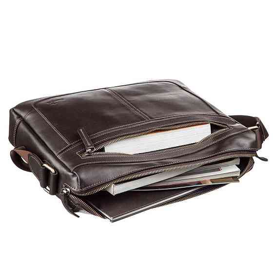 Деловая мужская сумка из гладкой кожи на плечо SHVIGEL 11251 Коричневая Киев