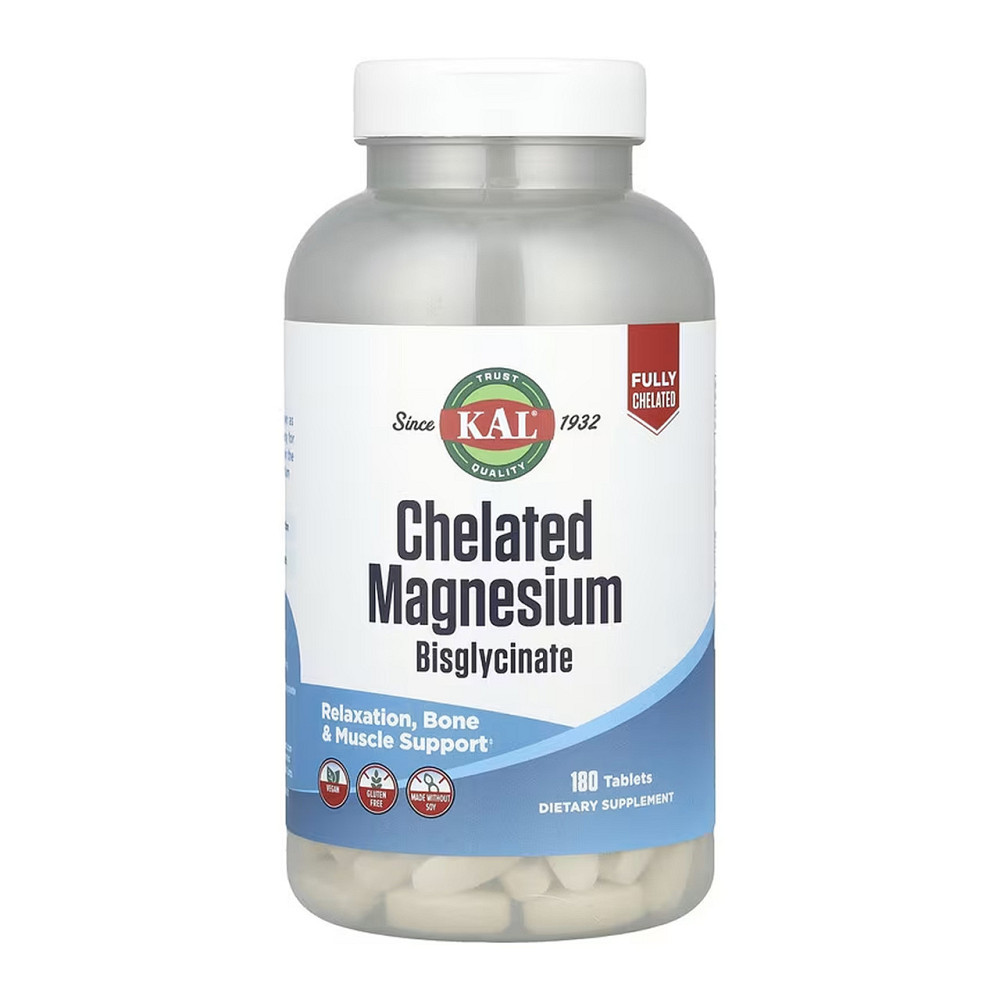 Хелатний бісгліцинат магнію KAL Chelated Magnesium Bisglycinate 180 табл Київ - фото 3