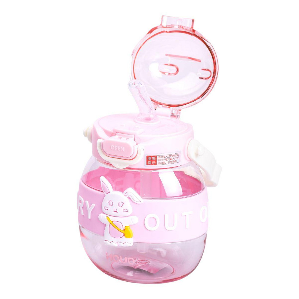 Дитяча пляшка для води 580 мл з трубочкою, рожева Київ - фото 1