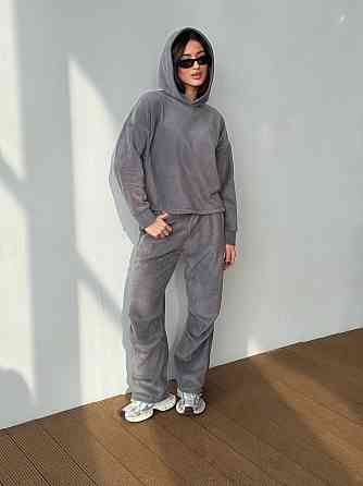 Флисовый женский костюм с капюшоном Серый 42/46 Харьков