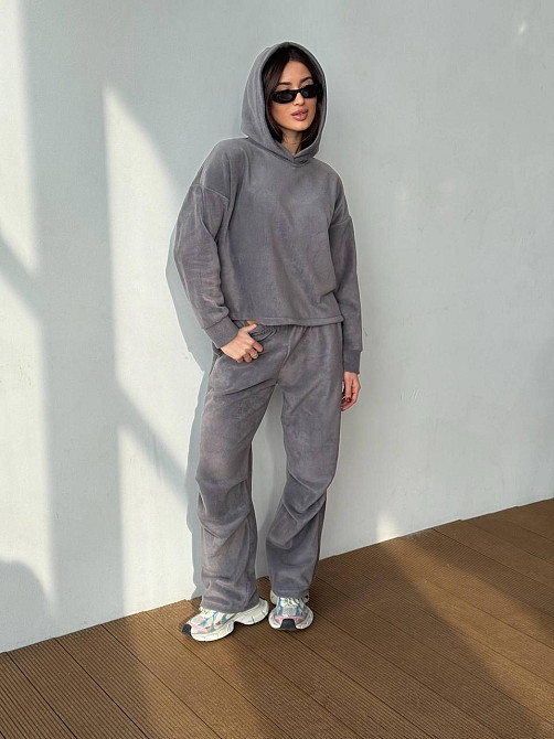 Флісовий жіночий костюм із капюшоном Сірий 42/46 Харків - фото 2