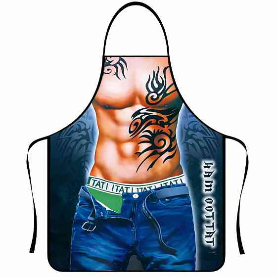 Фартук с приколом Мужчина с татту 73 на 57 см разноцветный Киев