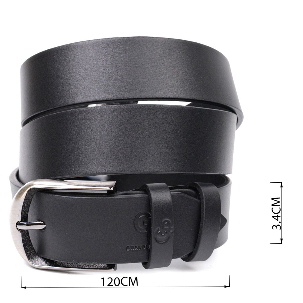 Классический брючный пояс для мужчин из натуральной кожи GRANDE PELLE 11680 Черный Киев - изображение 3