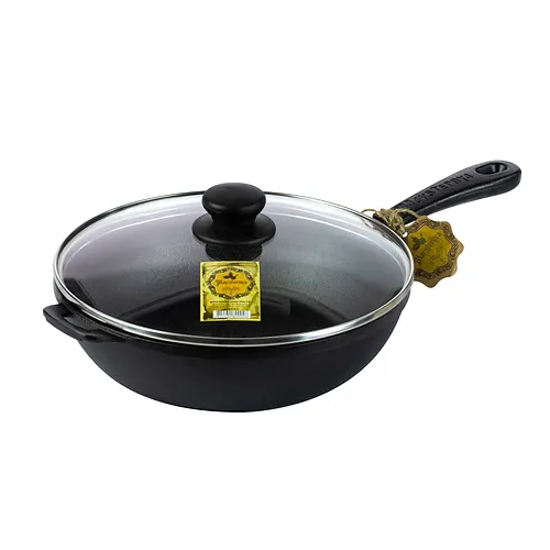 Сковорідка d24*6см скляна кришка чавунна лита Т202С3 Майстерня Житомир - изображение 1