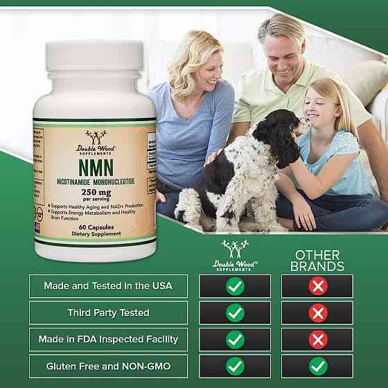 Нікотинамід мононуклеотид Double Wood NMN (Nicotinamide Mononucleotide) 250 mg, 60capsules Луцьк