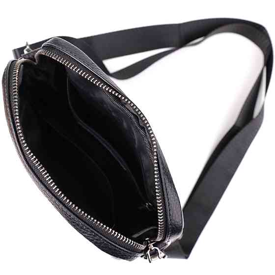 Компактна чоловіча сумка на плече з натуральної шкіри Vintage 23021 Чорний Київ