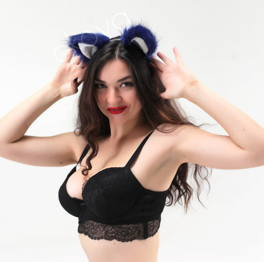 Меховые ушки кошки, Синие с белым OKOVA Sex Aura Киев - изображение 1
