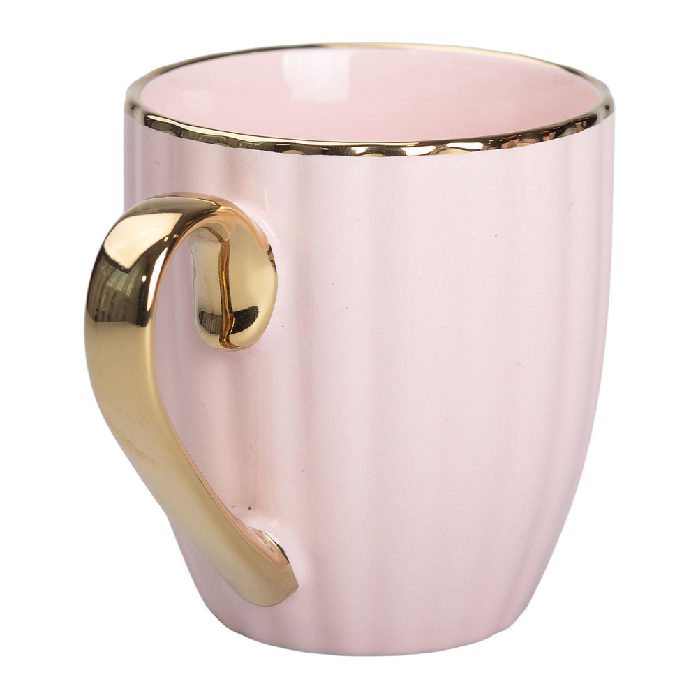 Чашка порцелянова із золотим обідком і золотою ручкою 420 (мл) Рожева RX-N240629P Коломия - фото 4