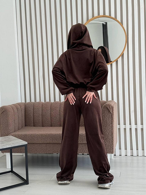 Женский стильный костюм двойка: кофта и штаны из плюш велюра Шоколад, 44/46 Одесса - изображение 8