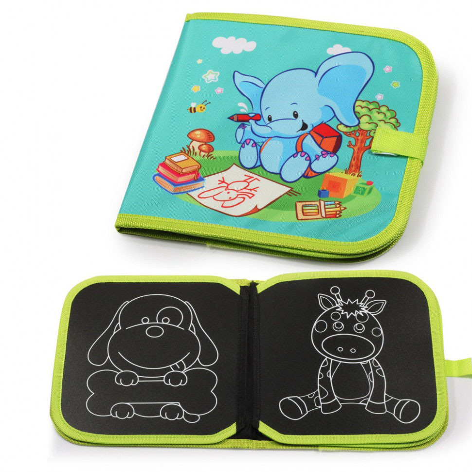 Книжечка для рисования 28056 на липучке и с мелками Слоник Винница - изображение 1