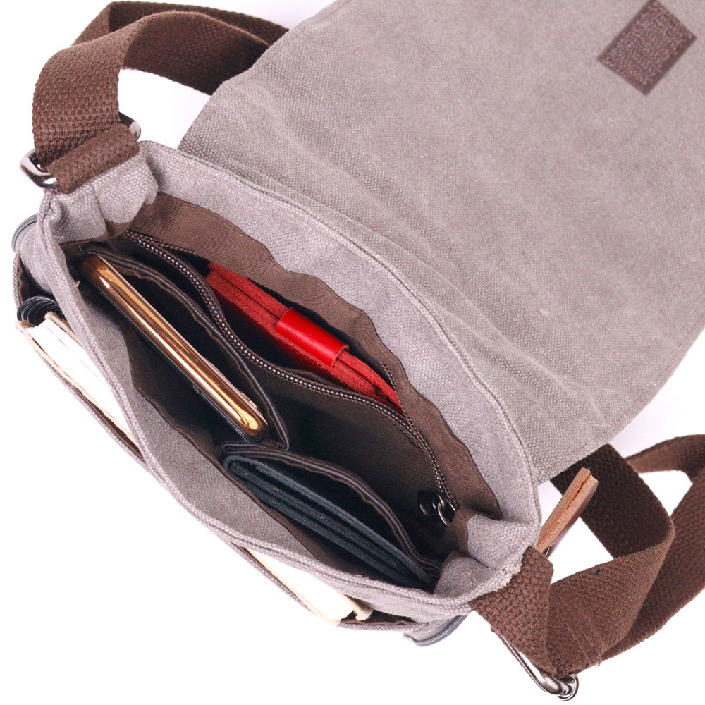 Практична вертикальна чоловіча сумка з текстилю Сіра (Vintage) Київ - фото 10