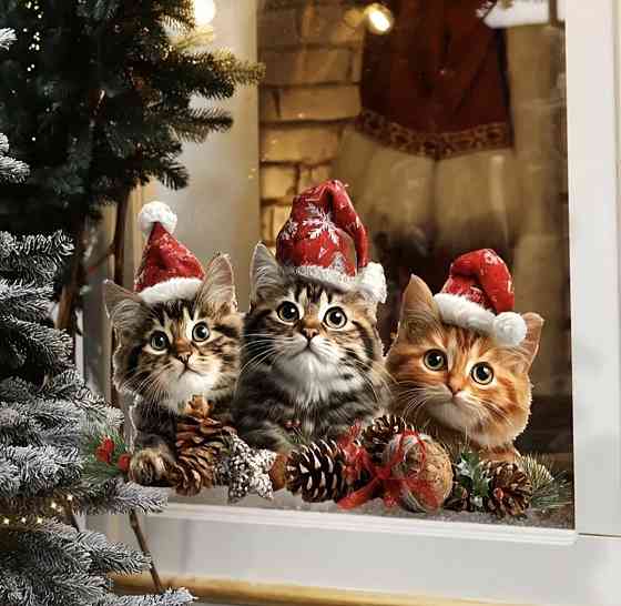 Новорічна наліпка на скло двостороння 