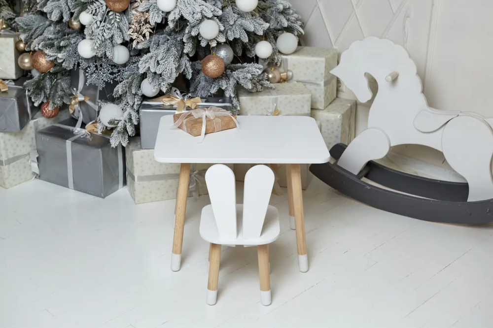 Дитячий прямокутний столик (Білий) та стільчик Зайчик (Білий) Київ - фото 6