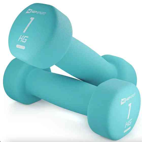 Неопреновые гантели Hop-Sport HS-V010DR 2 по 1 кг бирюзовые для фитнеса и тренировок Киев