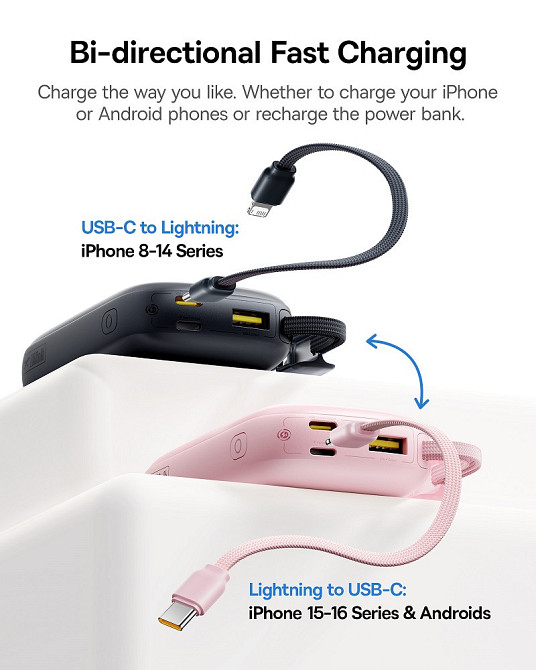 Зовнішній акумулятор Baseus EnerFill FC21 Qpow 3 Ultra Digital Display Power Bank with Detachable Cable 20000mAh 22.5W Cosmic Киев - изображение 7