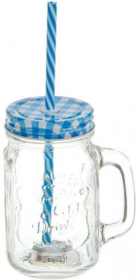 Банка с ручкой, крышкой и трубочкой 380мл Винница - изображение 1