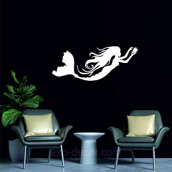 Декоративное настенное 3D Панно «Русалочка» Декор на стену с объемом 90*35 см, Белый Киев