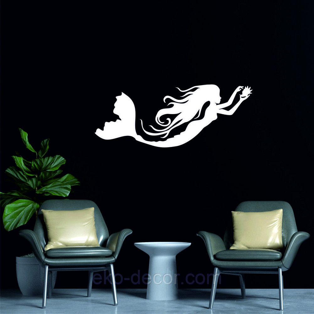 Декоративное настенное 3D Панно «Русалочка» Декор на стену с объемом 90*35 см, Белый Киев - изображение 5